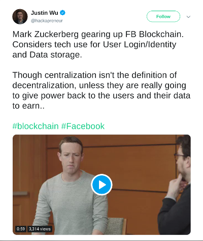 Zuckerberg'in Blockchain Düşünceleri
